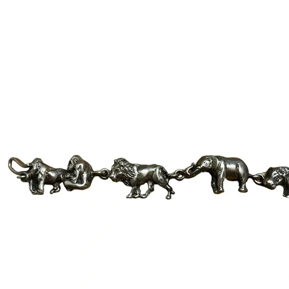 Taxco Sterling Silver Safari Animal Link Bracelet - Picture 2 of 4